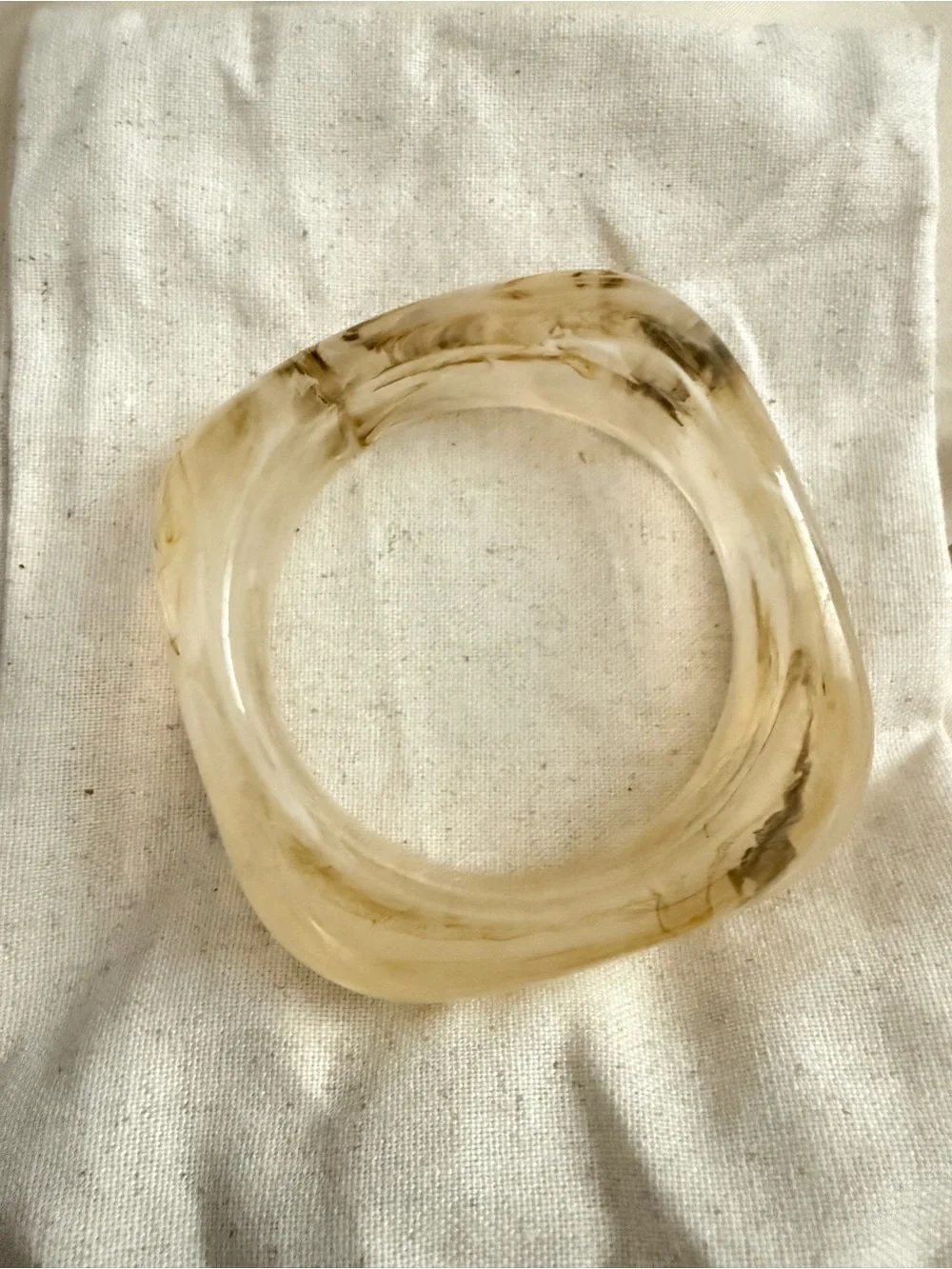 Mayamar Translucent Marbled Resin Bangle in Cream and Brown